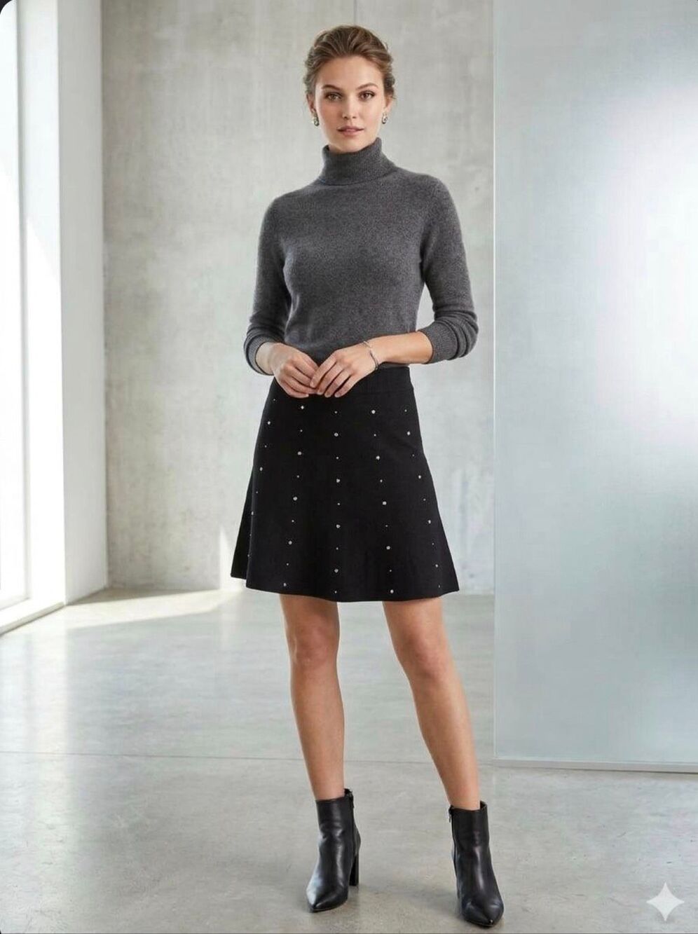 Calligraphie Silver Studded Skirt